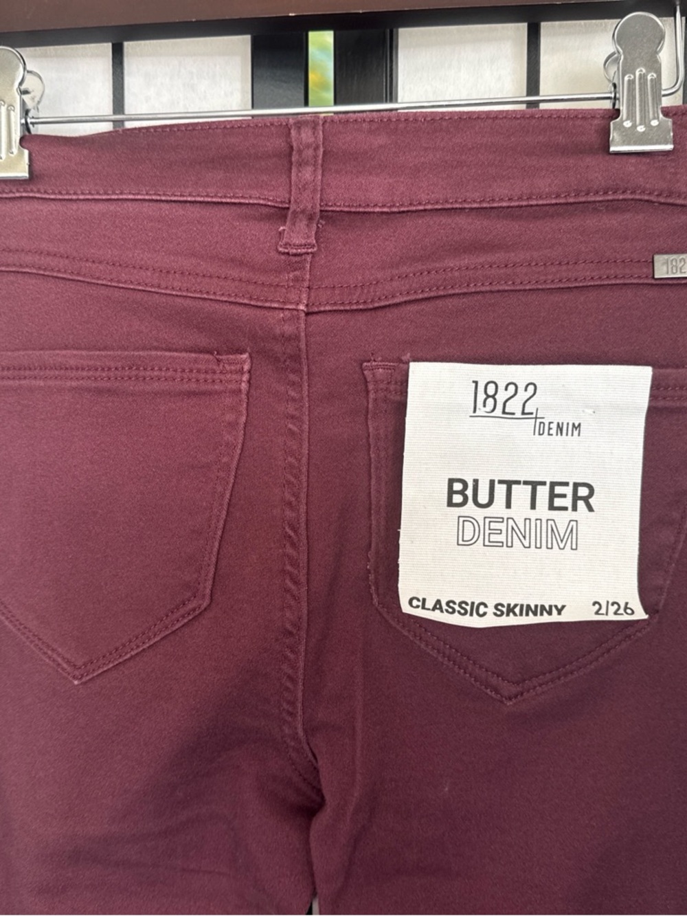 1822 Denim Wine-Colored Slim Stretch Jeans - Picture 7 of 10